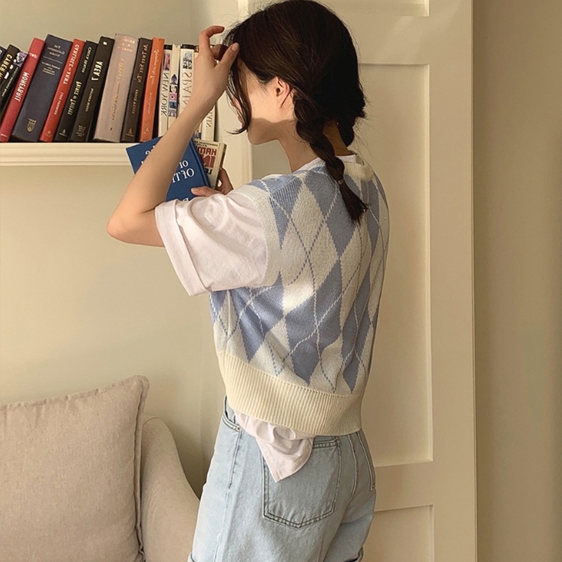 Áo khoác ghi lê dệt kim thời trang Hàn Quốc trẻ trung dành cho nữ