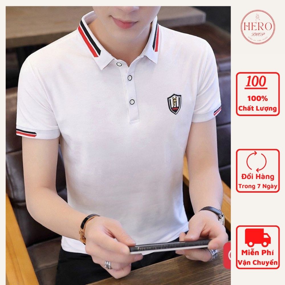 Áo Polo Nam Thun Tay Ngắn Cổ Bẻ Viền Cao Cấp Chất Liệu Thun Xịn Co Giãn Mịn Mát Thấm Hút Mồ Hôi