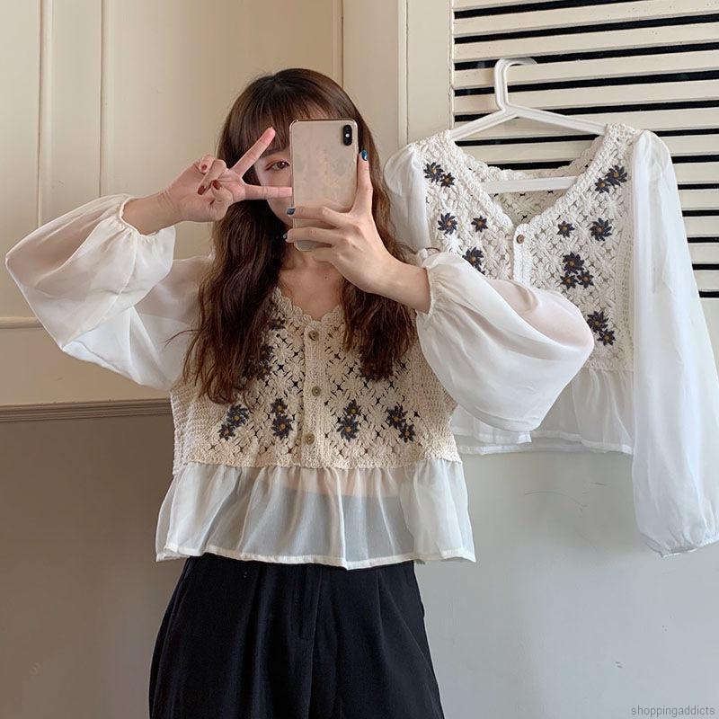 Áo chiffon tay dài thời trang cho nữ
