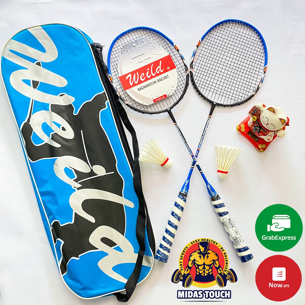 Cặp 2 cây vợt cầu lông Weild siêu đẹp siêu rẻ giá học sinh tặng 2 trái cầu lông hải yến bạc