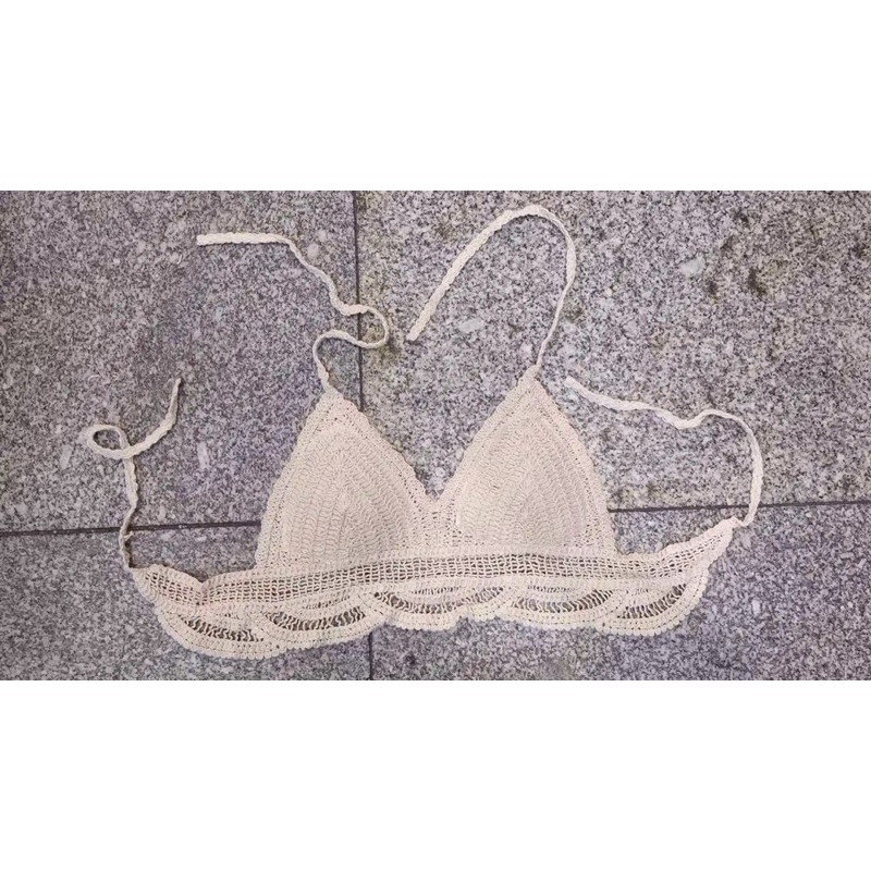 set biển - set 2 món - bra sóng + quần hoa lưới vuông