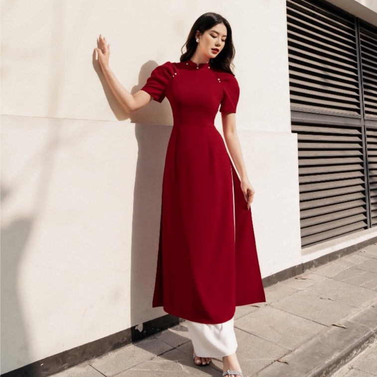 Áo dài , Áo dài cách tân mẫu trơn mặc các dịp lễ hội - Mã A17