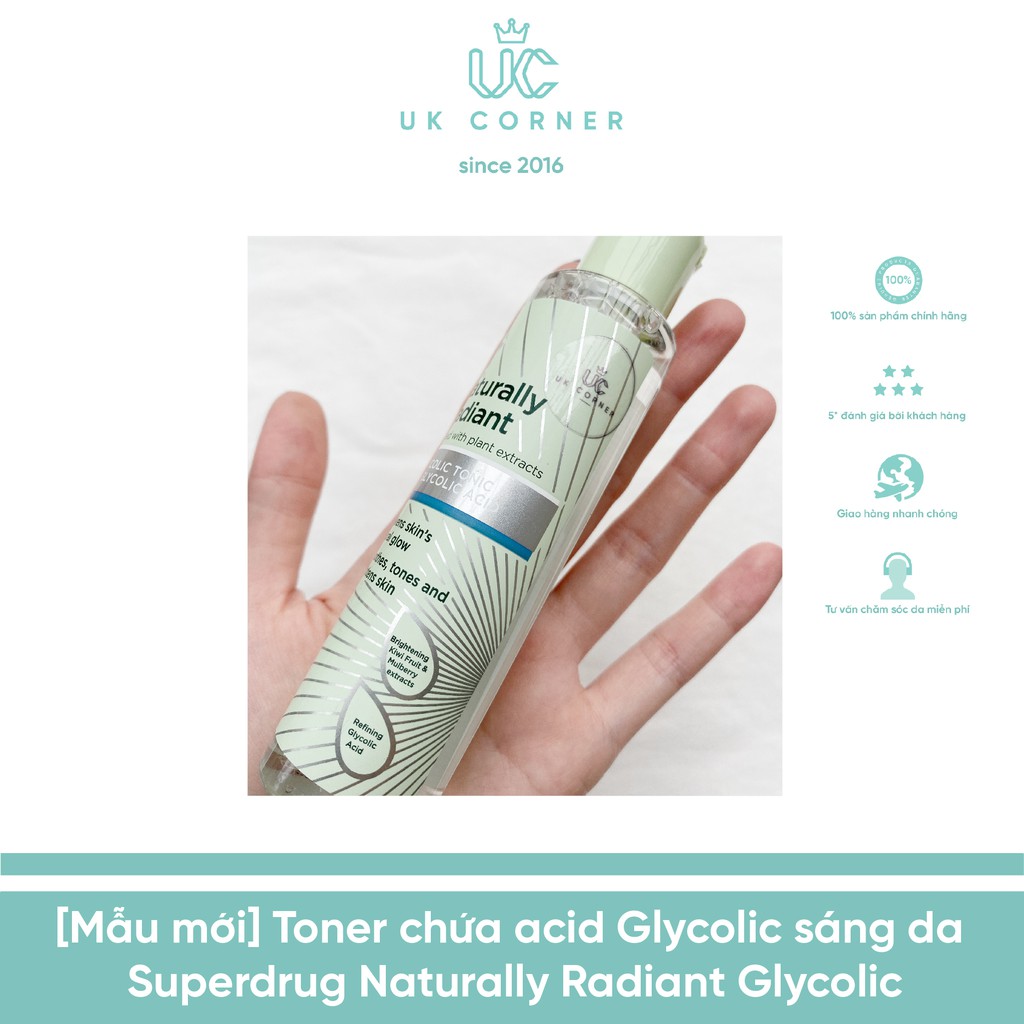 [Mẫu mới] Toner chứa acid Glycolic sáng da Superdrug Naturally Radiant Glycolic