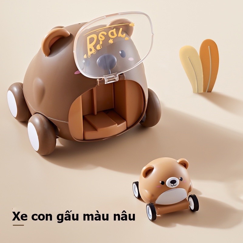 Xe đồ chơi chạy đà hình gấu nâu xinh xắn gồm 2 xe vui nhộn
