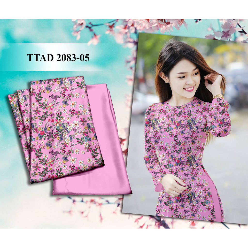 Vải áo dài in 3D họa tiết hoa nhí, chất liệu mềm mịn siêu đẹp