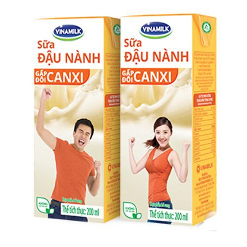 Sữa Đậu Nành Gấp Đôi Canxi Vinamilk Hộp 200Ml