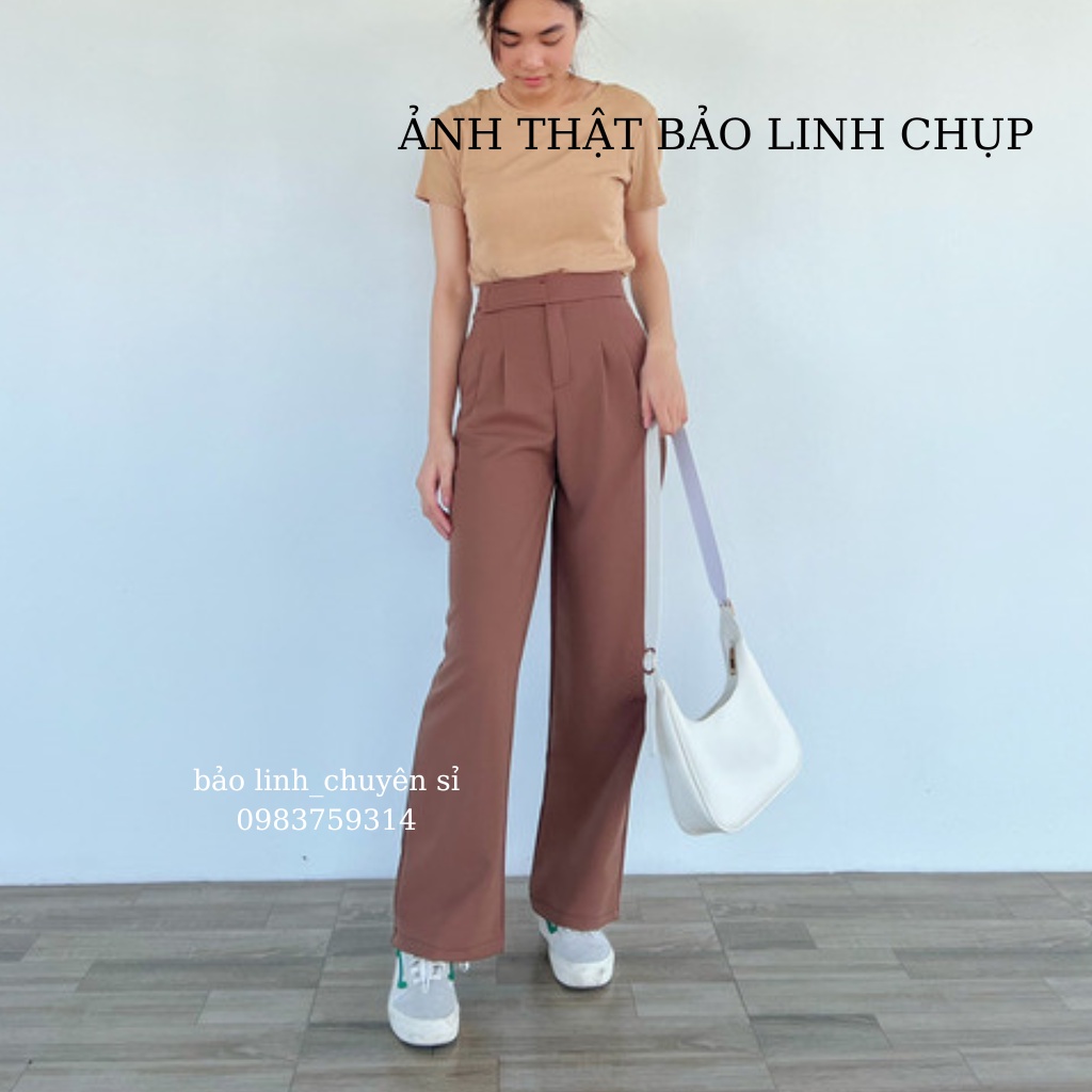 Quần Tây Ống Rộng Bảo Linh Ống Suông Nữ Lưng Cao Cạp Dán Siêu Hack Dáng M898