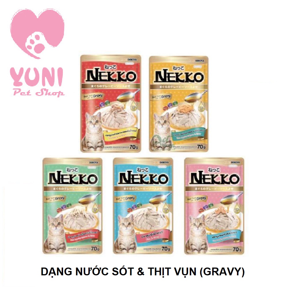 Pate NEKKO Thức Ăn Cho Mèo Dạng Nước Sốt (Gravy) 70g - Yuni Pet Shop