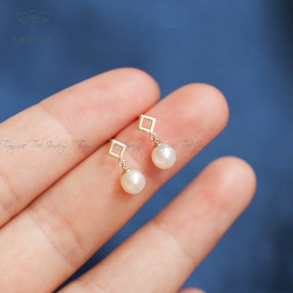 Khuyên tai bạc nữ TLEE Lily gắn trai nhân tạo sang trọng NCJ B0107