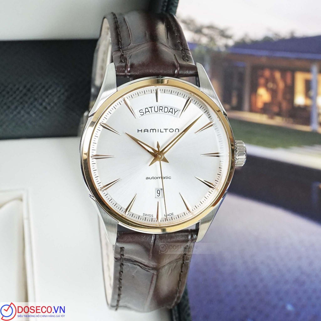 Đồng Hồ Nam Cơ Automatic Chính Hãng Hamilton Jazzmaster Day Date H42525551 Dây Da Cao Cấp Kính Sapphire Chống Nước Tốt