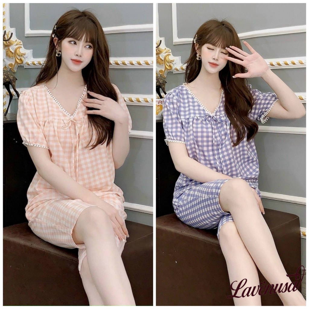 Đồ ngủ nữ Pijama lụa Hàn mặc nhà cao cấp siêu mềm mượt nữ tính LAVENUSA QA17