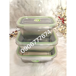 Bộ 3 Khay Inox 304 Chứa Đựng Thực Phẩm Ngăn Mát/ Ngăn Đông Lạnh.