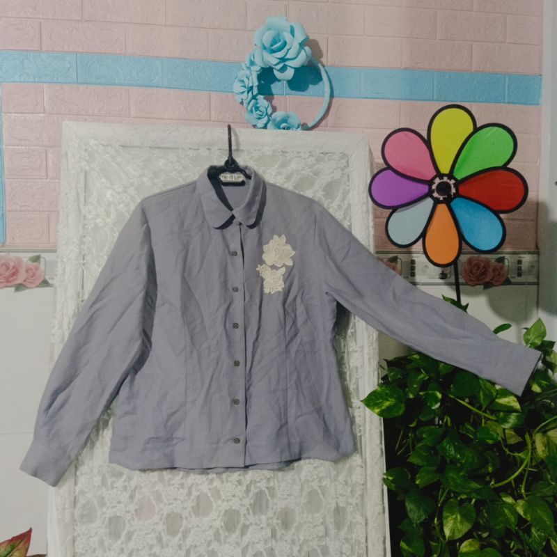 Áo sơ mi nữ màu xám rất xinh hàng secondhand Japan Size L XL