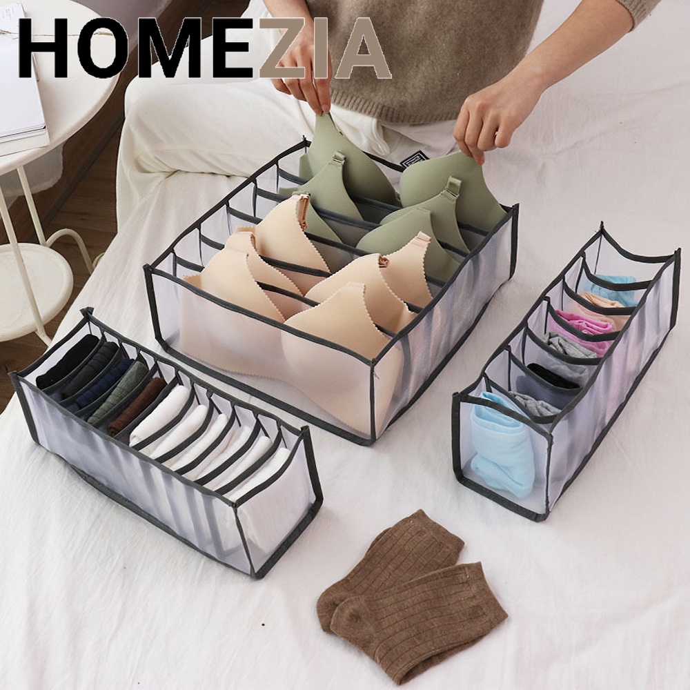 1set 3 san pham. Hộp vải đựng đồ lót tất vớ áo ngực bra chia nhiều ngăn vải không dệt 6 7 11 ngăn VNXK tiện loi