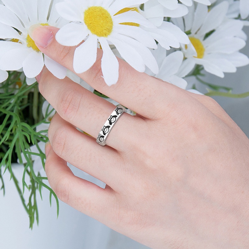 Nhẫn Mạ Bạc 925 Họa Tiết Hello Kitty Dễ Thương