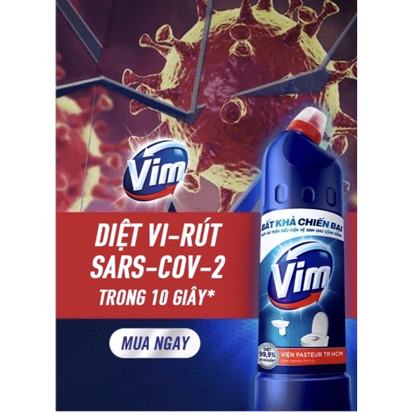 [VIM - Mua 1 tặng 1] Combo 2 chai Nước Tẩy Bồn Cầu Vim Diệt Khuẩn 900ml + Tặng 1 Nước rửa chén thiên nhiên 550gr