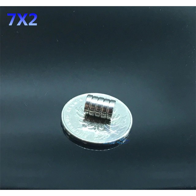 Nam châm viên tròn 7x2mm - Round magnet 7x2mm, loại nam châm trắng đất hiếm lực hút mạnh