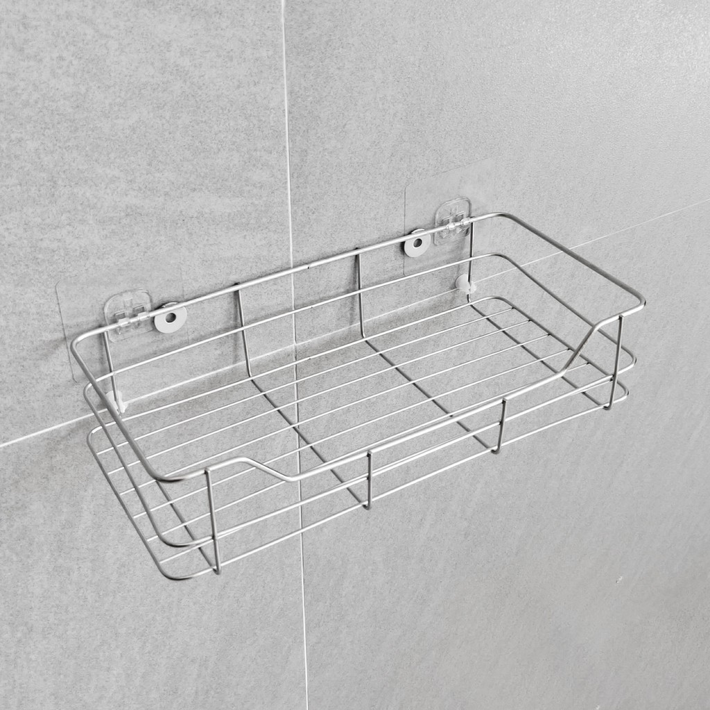 Kệ inox dán tường nhà tắm kệ để gia vị giá đựng đồ nhà bếp đa năng hình chữ nhật đồ gia dụng tiện ích decor nhà đẹp CN1