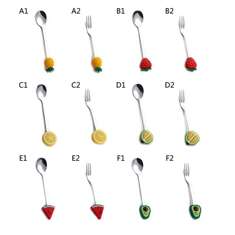 Muỗng/nĩa bằng thép không gỉ dễ thương chống ăn mòn tiện dụng cho nhà bếp