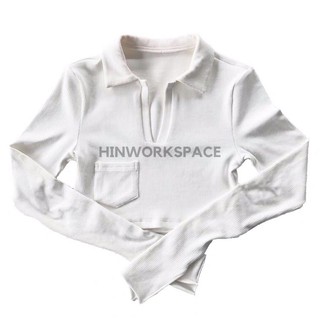 hinworkspace Áo tay dài polo Rib Top