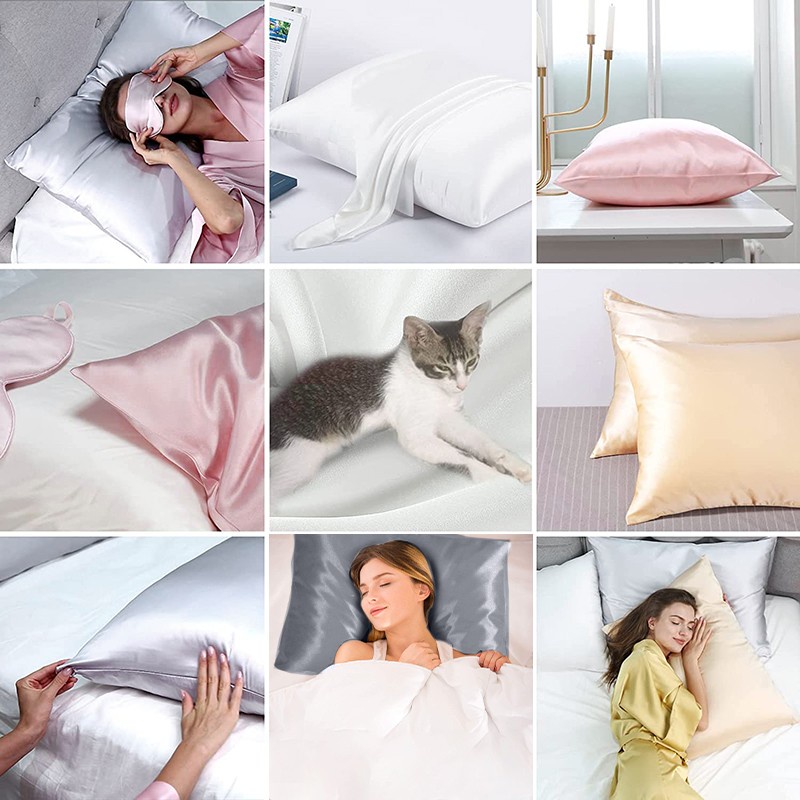 Vỏ Gối Lụa Mulberry Tinh Khiết Mềm Mại Thoáng Khí Không Gây Dị Ứng Với Khóa Kéo Ẩn