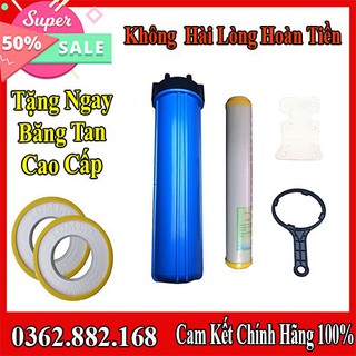 [Chính Hãng+Có Video] Combo Cốc Lọc 20 Inch Gầy Và Lõi Lọc Cation 20 Inch Làm Mềm Nước, Khử Đá Vôi, Khử Kim Loại Nặng