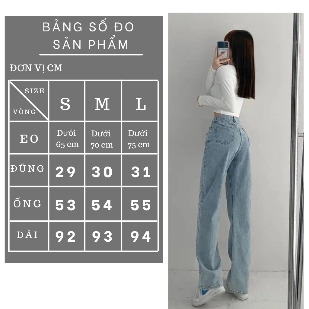 Quần jean nữ ống rộng  Cạp lưng cao dây chéo siu hot dáng ống suông chất bò dầy dặn trẻ trung LX2071