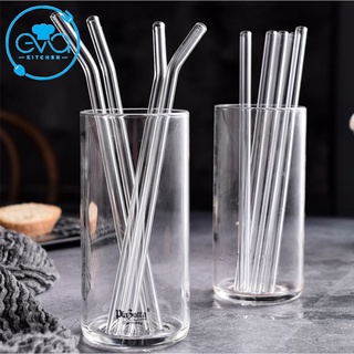 Set 10 Ống Hút Thuỷ Tinh Thẳng Và Cong Tặng Kèm Cọ Rửa Tiện Dụng An Toàn M3506