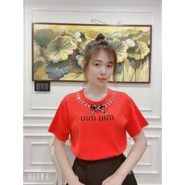 ÁO PHÔNG VIỀN CỔ CƯỜM KHÂU TAY KÈM NƠ VẢI XINH XẮN