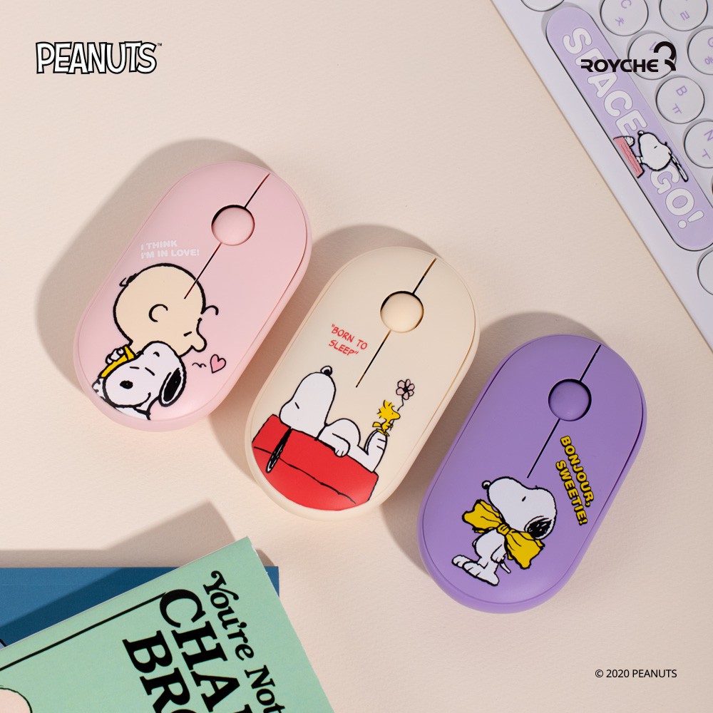 Chuột không dây chống ồn nhân vật hoạt hình Snoopy Peanuts (kết nối 2 cách USB và bluetooth)