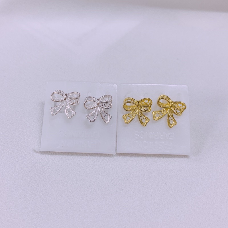 Bông tai nữ bạc bông tai nơ nhỏ xinh xắn LINH MIU SILVER