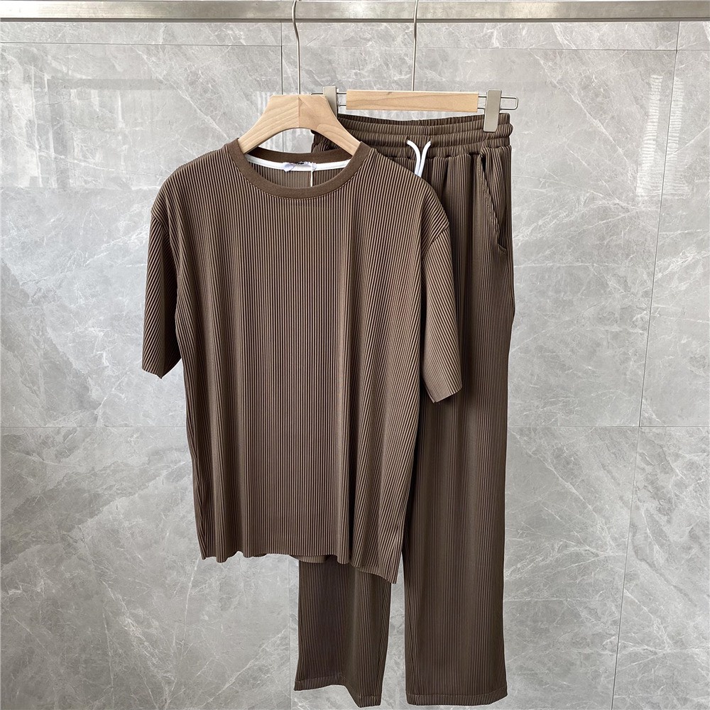 Bộ Đồ Nam Basic Cotton Unisex , Bộ Quần Áo Thể Thao Ngắn Tay Form Rộng Vải Tăm Hàn Co Giãn Phong Cách Hàn Quốc