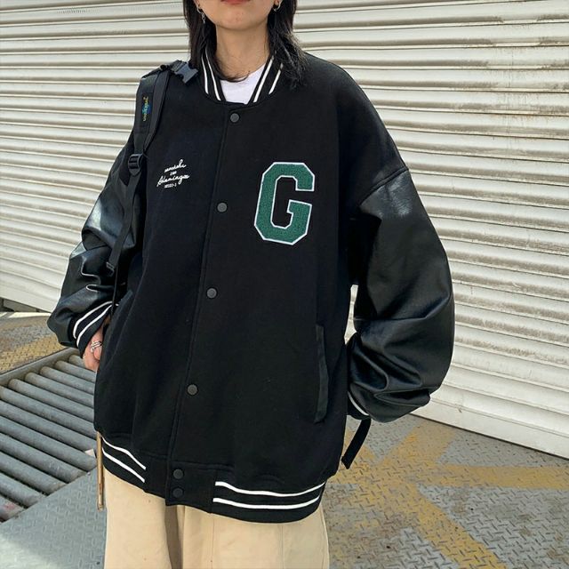 Áo khoác bóng chày màu đen trẻ trung cá tính | BigBuy360 - bigbuy360.vn