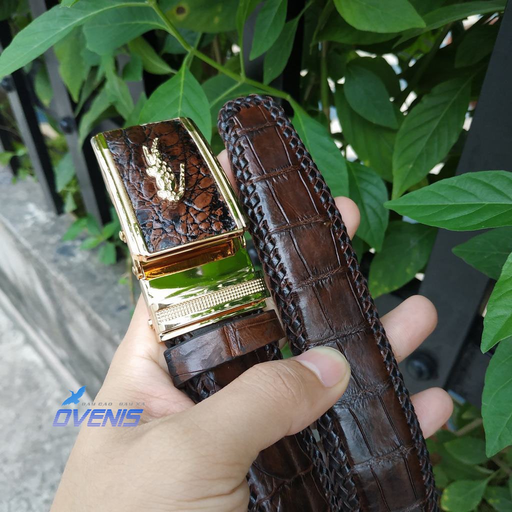 Thắt Lưng Cá Sấu Đan Viền Thủ Công. . Da Cá Sấu Liền Nguyên Con. Mua Dùng Hoặc Làm Quà Tặng Cao Cấp!