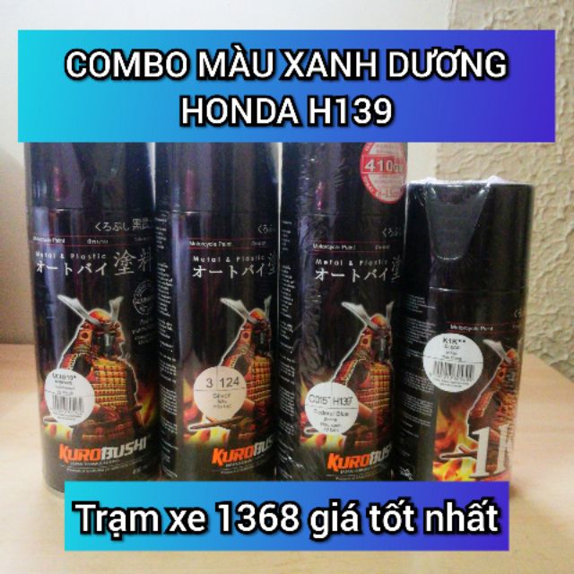 SƠN SAMURAI COMBO MÀU XANH DƯƠNG HONDA H139 GỒM 4 CHAI