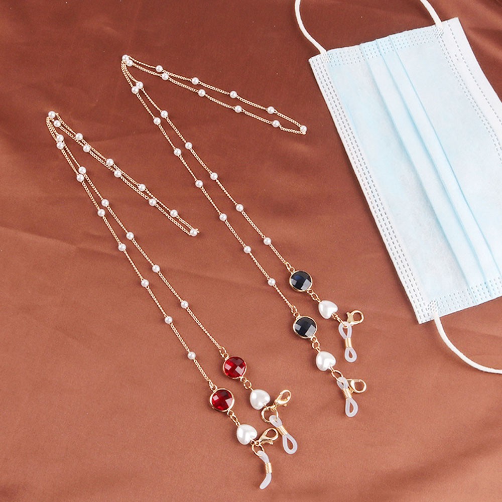 Dây đeo giữ khẩu trang kính mắt chống mất thiết kế trái tim đính đá nhân tạo thời trang