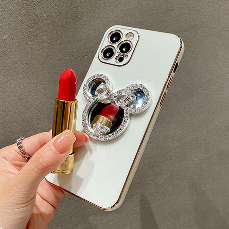 DISNEY Ốp Điện Thoại Dẻo Tráng Gương Họa Tiết Hoạt Hình minnie Sang Trọng Cho iphone 14 pro max 11 12 13 pro max X / Xs max XR