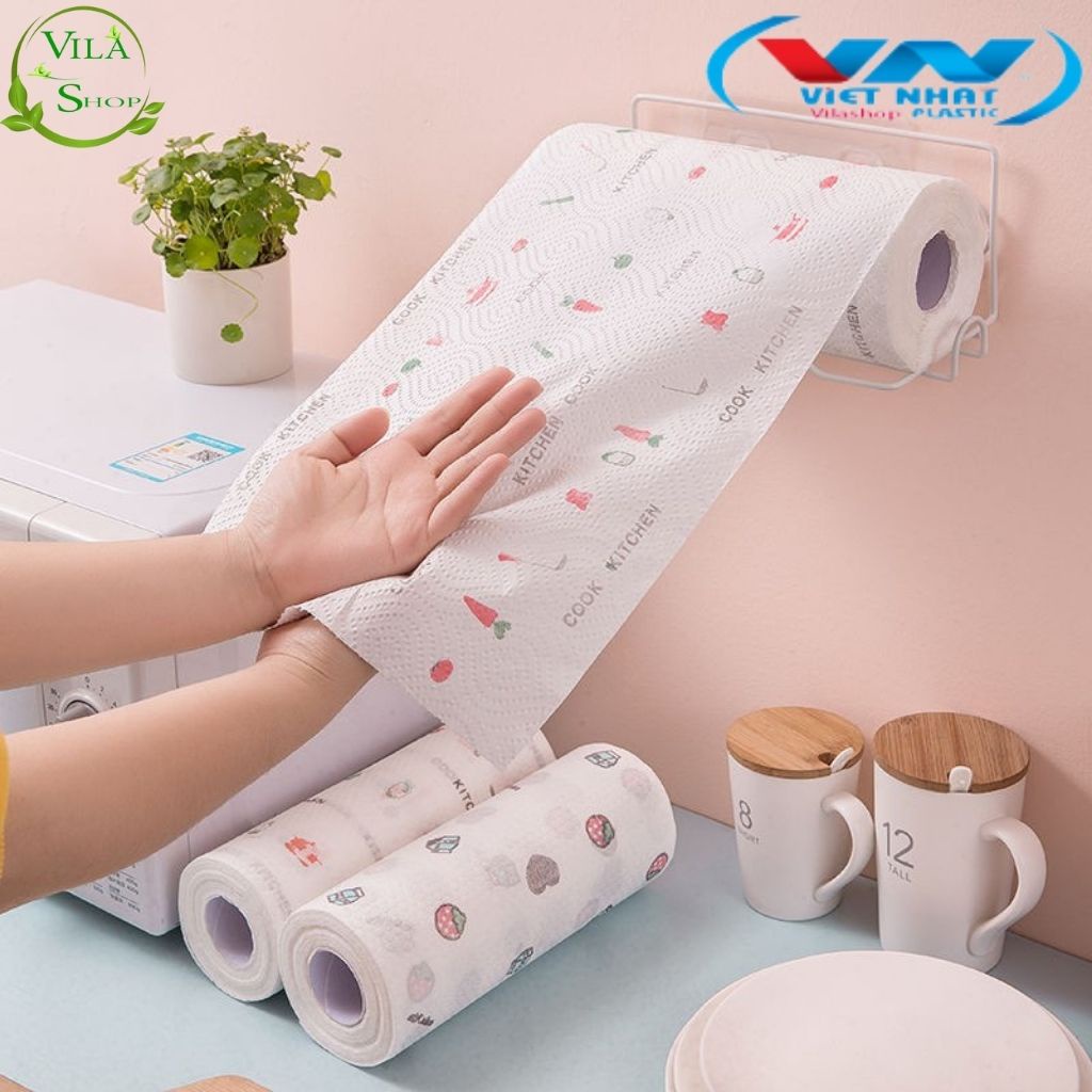 Cuộn Giấy Lau Đa Năng/ Khăn Giấy Thấm Dầu Nhà Bếp NỀN TRẮNG Siêu Dai, Dễ Thấm Hút Nước Khổ 6,5x20cm