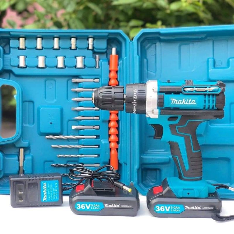 Máy Khoan Pin 36V Makita 3 Chức Năng Có Búa- Tặng Bộ Phụ Kiện 24 Chi Tiết Hàng Loại 1