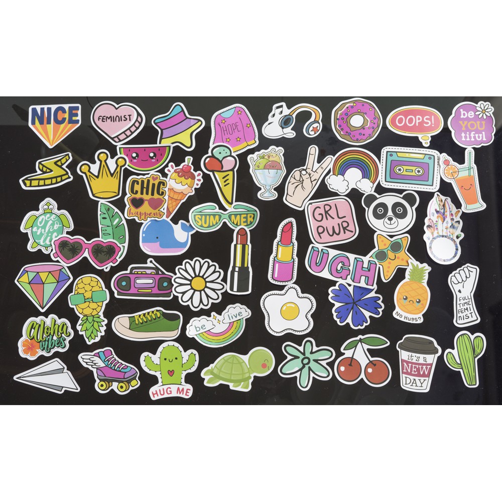 Bộ 50 sticker dán dễ thương VSCO, insta mẫu mới trang trí laptop, vali, xe máy, xe đạp, ván trượt, đàn, mũ bảo hiểm,...