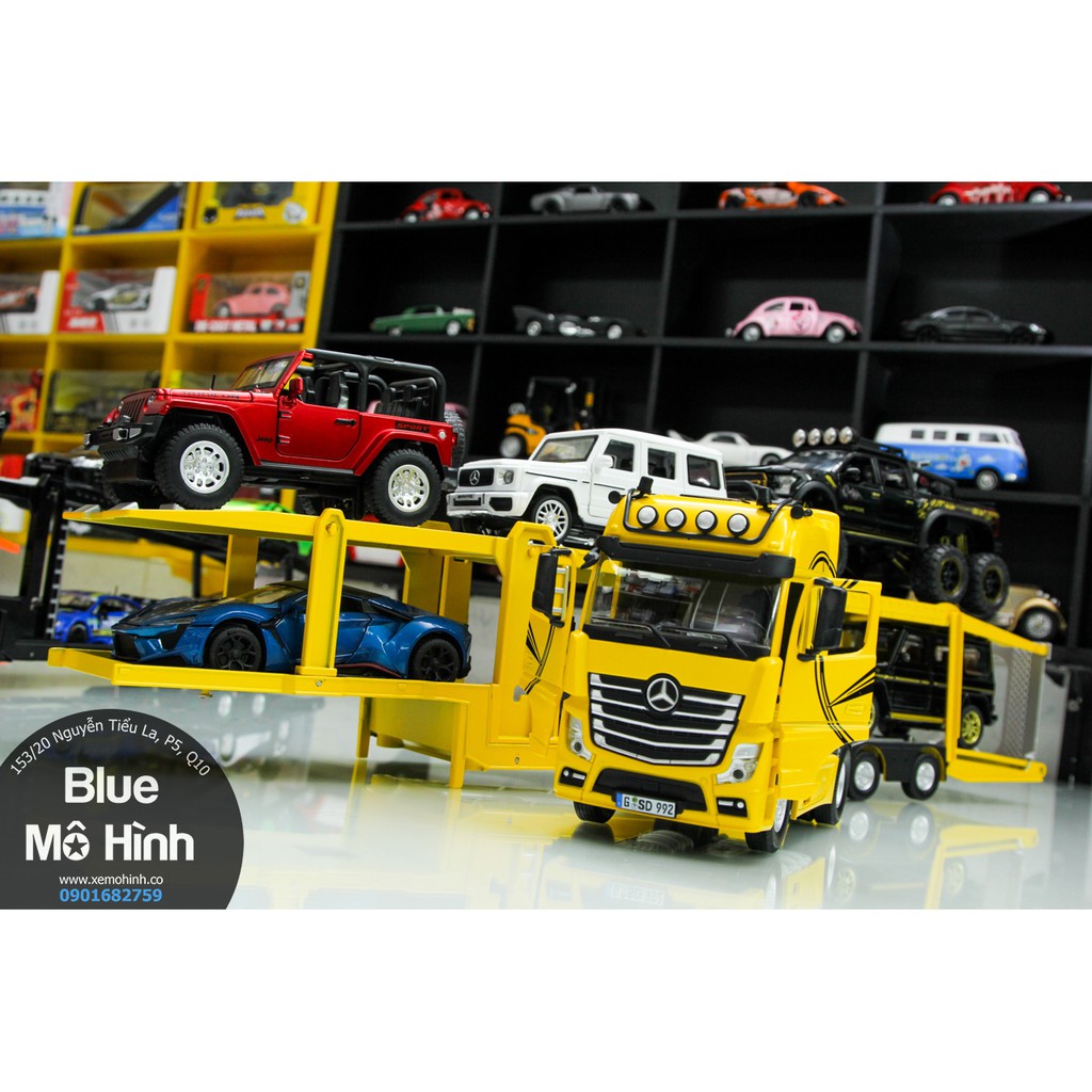 Xe mô hình đầu kéo container xe tải chở xe Mercedes 1:32