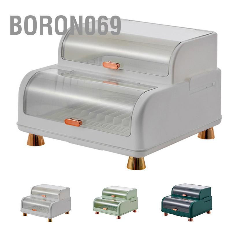 Làm ráo nước Giá đựng bát Bộ đồ ăn bằng nhựa Hộp đĩa Sấy khô có nắp đậy Boron069