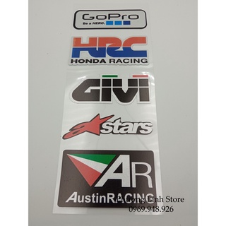 Bộ 6 Logo Sticker Tem dán, Decal dán xe nhiều loại Gopro HRC