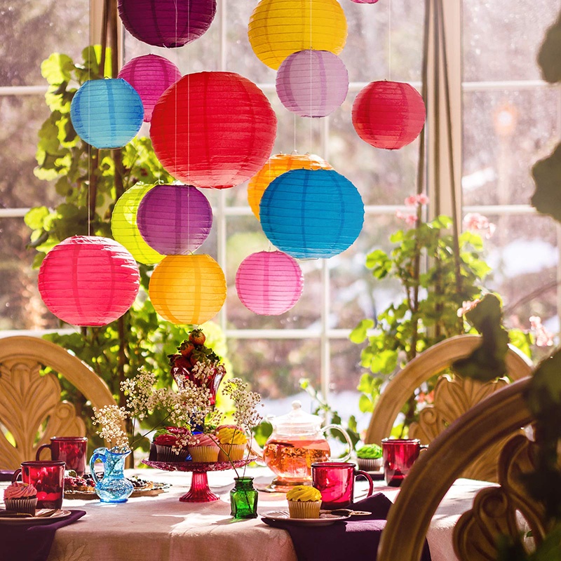 Lồng Đèn Giấy Hình Tròn 6 Inch Treo Trang Trí Tiệc Giáng Sinh / Lễ Hội Mùa Xuân Thu