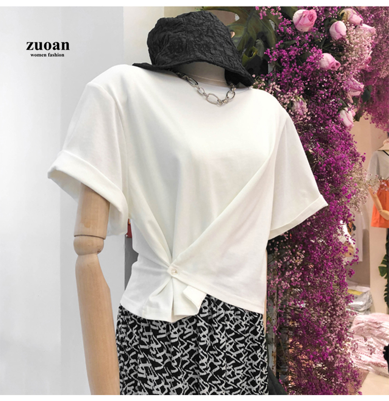 SUXI Áo Tay Ngắn Croptop Màu Trơn Phong Cách Hàn Quốc Dành Cho Nữ