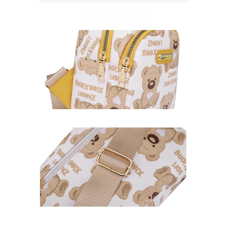 Túi Đeo Chéo Ngực Thiết Kế Hình Gấu Nhỏ Dễ Thương Giản Dị