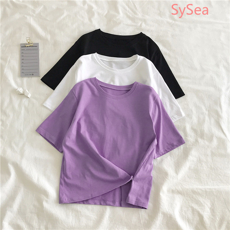 Áo Thun Croptop Tay Ngắn 100% Cotton Kiểu Dáng Trẻ Trung Dành Cho Nữ
