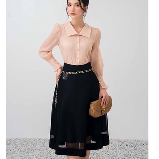 Chân váy dáng xòe phối lưới kèm đai xích sang trọng Orchid GT8X054