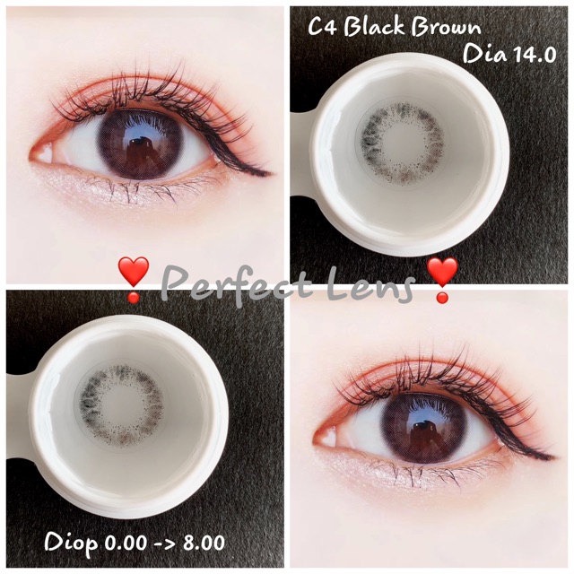 [Sale] Link 1 (Giá 1 Chiếc) 14.0 (0.00->8.00) C4 Black - Brown Kính Áp Tròng cao cấp