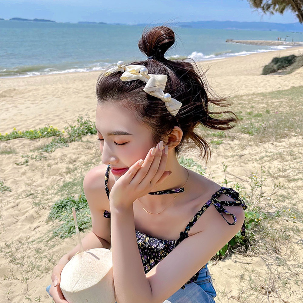 Cài Tóc Hình Nơ Đính Ngọc Trai Nhân Tạo Thời Trang
